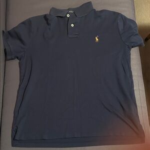 Ralph Lauren Navy Polo with Gold Pony Embroidery